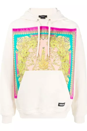 VERSACE Baroque-panelled pullover hoodie