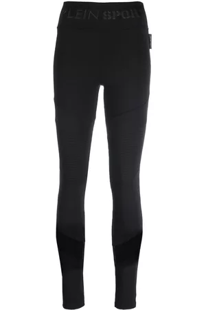 Philipp Plein Ribbed-panelled cotton leggings