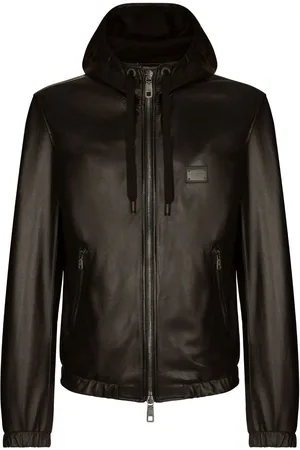 Dolce & Gabbana Logo-tag hooded leather jacket