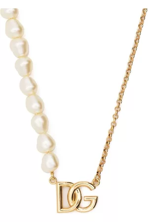 Dolce & Gabbana Logo-pendant pearl-chain necklace