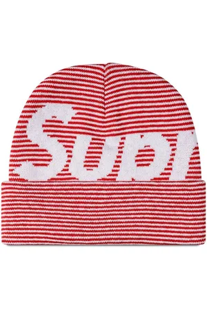 Supreme Striped Big Logo beanie