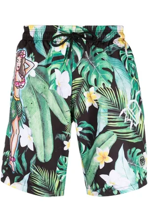 Philipp Plein Floral-print swim shorts