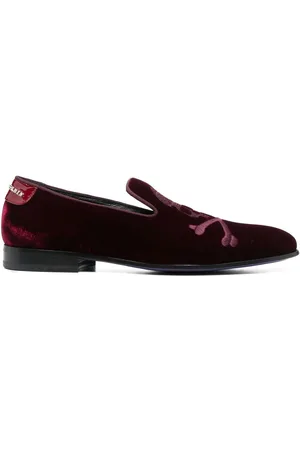 Philipp Plein 20mm skull-embroidered velvet loafers