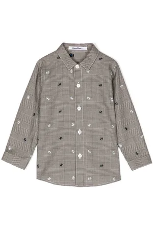 Familiar Prince of Wales-check button-up shirt