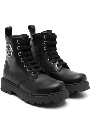 Philipp Plein Hexagon logo leather boots