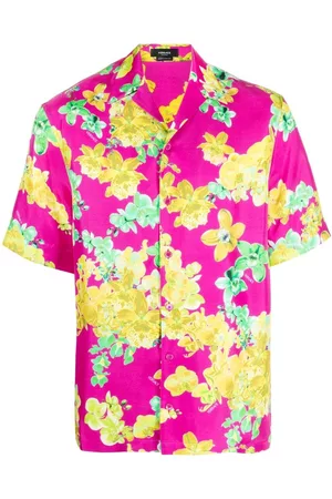 VERSACE Orchid-print short-sleeved shirt