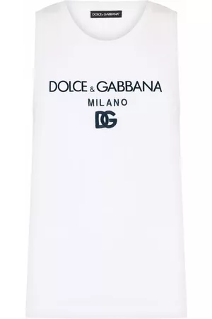 Dolce & Gabbana Homem T-shirts & Manga Curta - Logo-print cotton tank top