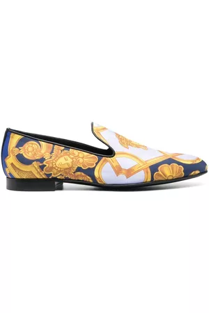 VERSACE Baroque-print leather loafers