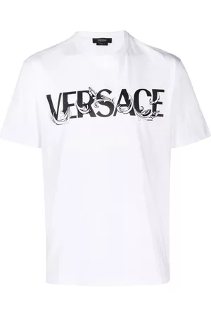 VERSACE Logo-lettering baroque embroidery T-shirt