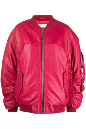 YOUNG POETS SOCIETY Mulher Casacos de Pele & Couro - Ruched leather bomber jacket