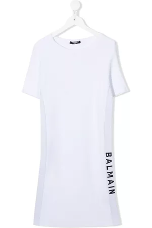 Balmain Menina T-shirts & Manga Curta - TEEN logo-tape T-shirt dress