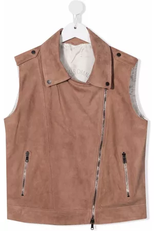 Brunello Cucinelli Menina Coletes - TEEN sleeveless leather jacket