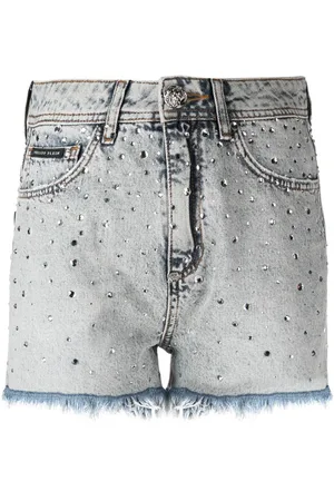 Philipp Plein Logo-patch crystal-embellished shorts