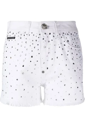 Philipp Plein Logo-patch crystal-embellished shorts