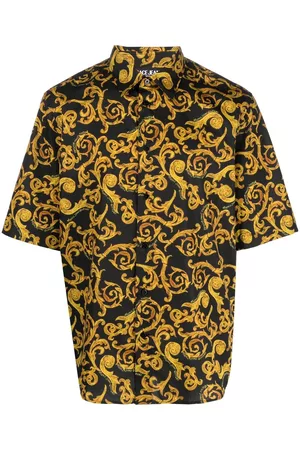 VERSACE Homem Camisa Formal - Baroque-pattern cotton shirt