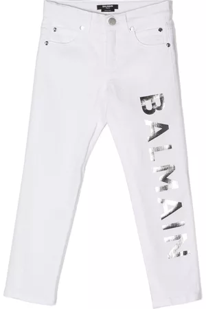 Balmain Menino Calças de ganga Slim - Slim-cut logo-print jeans