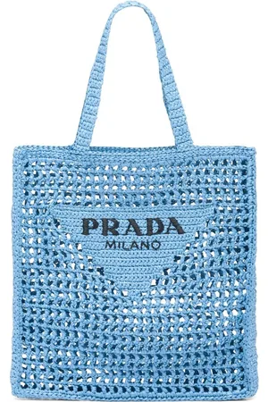 Prada Woven-logo raffia tote bag