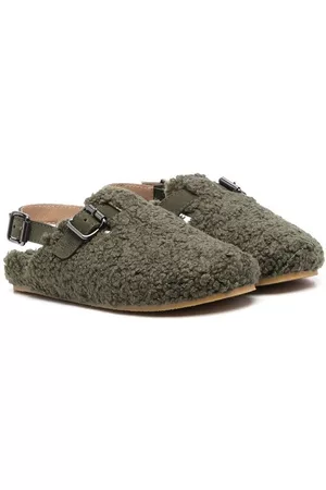Il gufo Menina Pantufas - Shearling-trim buckled slippers