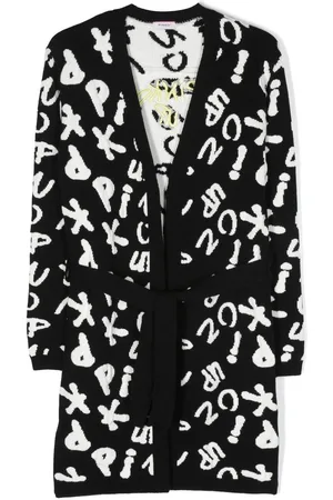 Pinko Intarsia-knit tie-waist cardigan