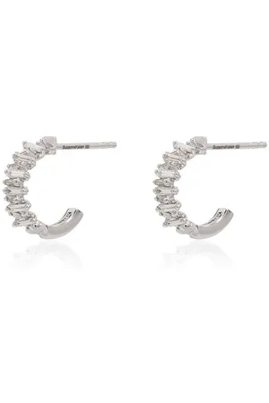 Suzanne Kalan 18kt white gold Classic Zigzag mini diamond hoop earrings