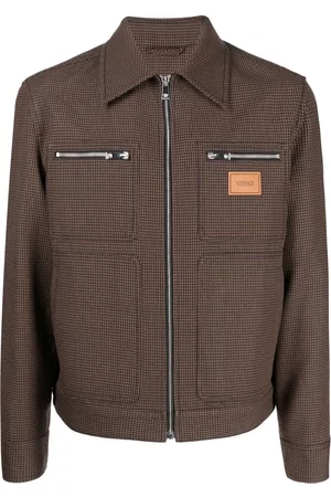 VERSACE Wool check-pattern shirt jacket