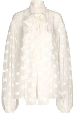 Dolce & Gabbana Logo-jacquard pussy-bow collar blouse