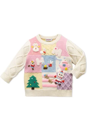 Miki House Animal Friends patchwork knitted jumper