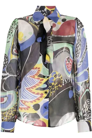 Moschino Abstract-pattern pussybow blouse