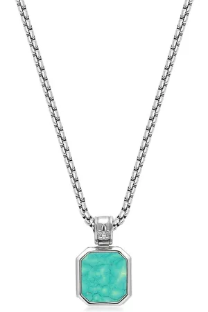 Nialaya Homem Colares - Square turquoise pendant chain necklace