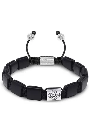 Nialaya Engraved-charm beaded bracelet