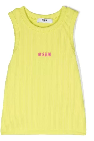 Msgm Ribbed logo-embroidered vest top