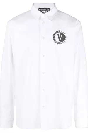 VERSACE Logo print buttoned shirt