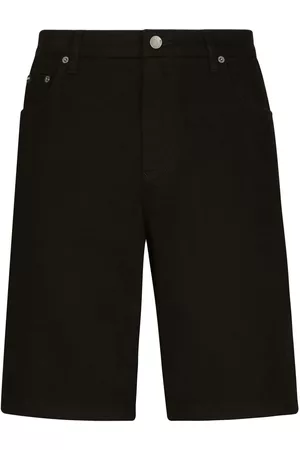 Dolce & Gabbana Homem Calções - Logo-plaque denim shorts