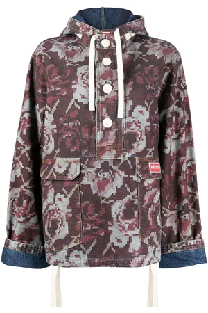 Kenzo Pixels hooded denim shirt jacket