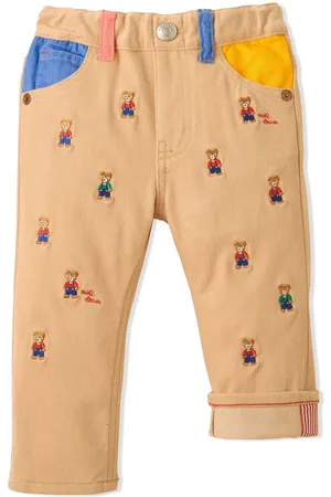 Miki House Embroidered-motif straight-leg trousers