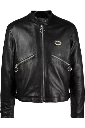 Acne Studios Chest logo-patch leather jacket