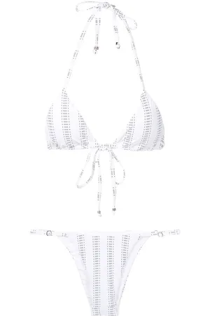 AMIR SLAMA Stripe-print triangle bikini set