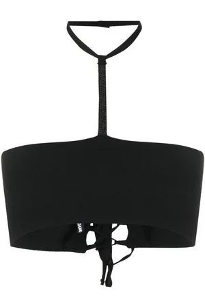 andre damo Lace-up halterneck crop top