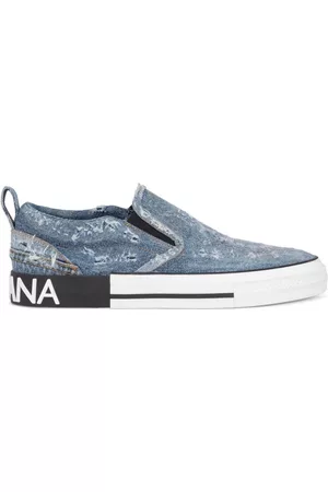 Dolce & Gabbana Distressed denim slip-on sneakers