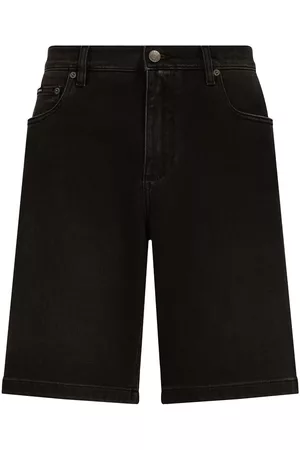 Dolce & Gabbana Homem Calções - Logo-plaque denim shorts