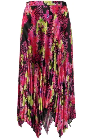 VERSACE Floral-print pleated skirt