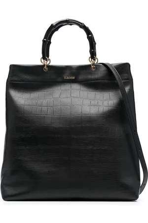 Jil Sander Bamboo-handle embossed tote bag
