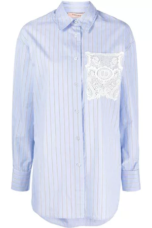 Twin-Set Pinstripe lace-pocket shirt