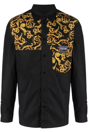 VERSACE Baroque-print cotton shirt