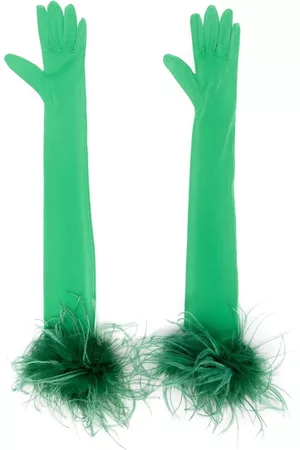 Styland Mulher Luvas - Feather-trim long-length gloves