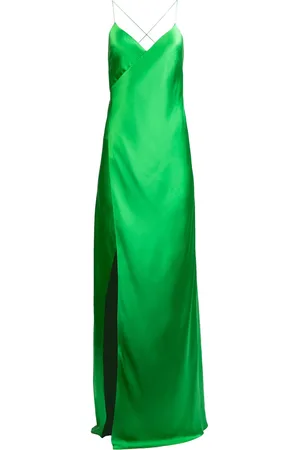Michelle Mason Cross-strap silk wrap gown