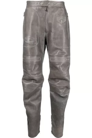 Diesel Debossed-logo leather trousers