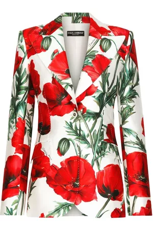 Dolce & Gabbana Poppy-print double-breasted blazer