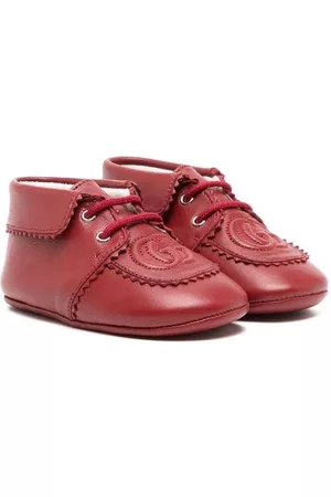 Gucci Menina Botas - 30mm embossed-logo leather boots