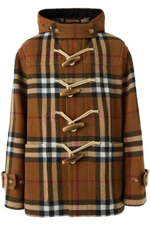 Burberry Check technical wool oversized duffle coat